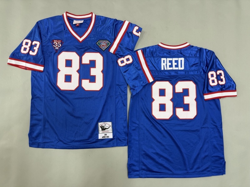 Men 2025 Buffalo Bills 83 Reed blue Throwback Limited NFL Jersey style 001